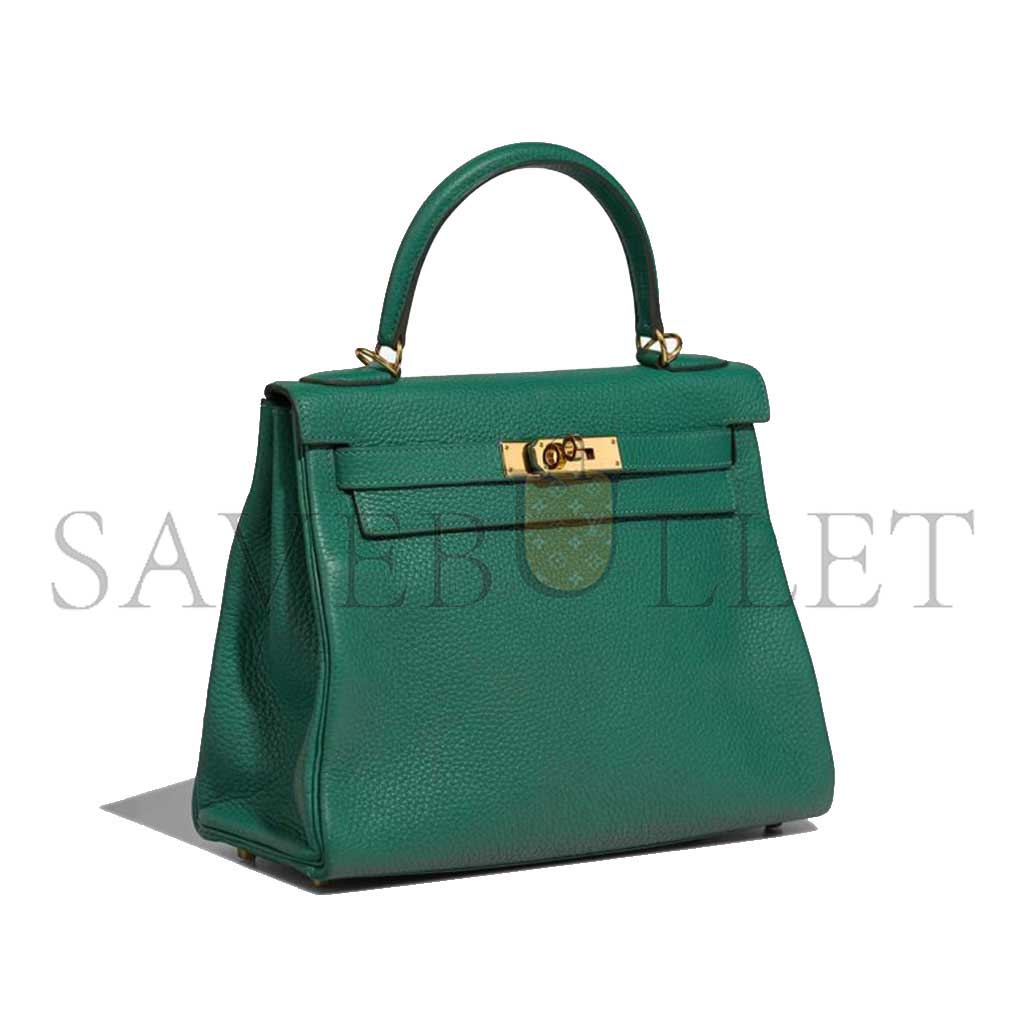 HERMÈS KELLY 25 MALACHITE GREEN GOLD BUCKLE (25*17*7cm) 